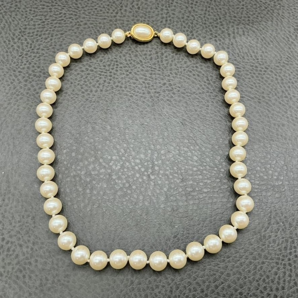 Vintage Carolee Necklace Faux Pearl Gold‎ Tone Ivory Beaded Strand Womens 18"